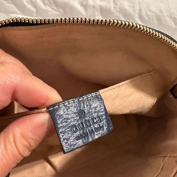 Gucci Navy Blue Leather Ophidia Dome Bag with Red Stripe - Picture 12 of 15